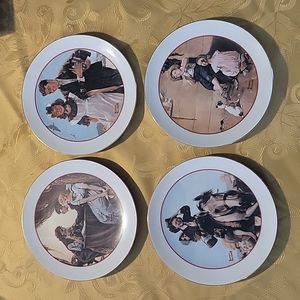 4 Norman Rockwell CW Collection Special Edition Plates "Young Love" 1982